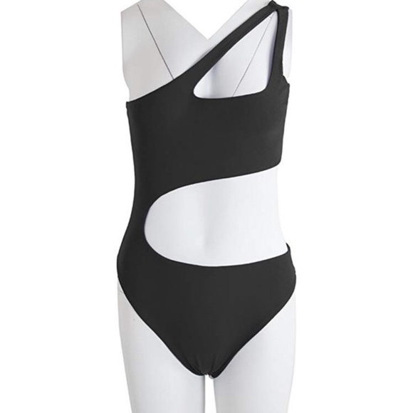 one shoulder hollow out 1 piece swimsuit - Picture 4 of 4
